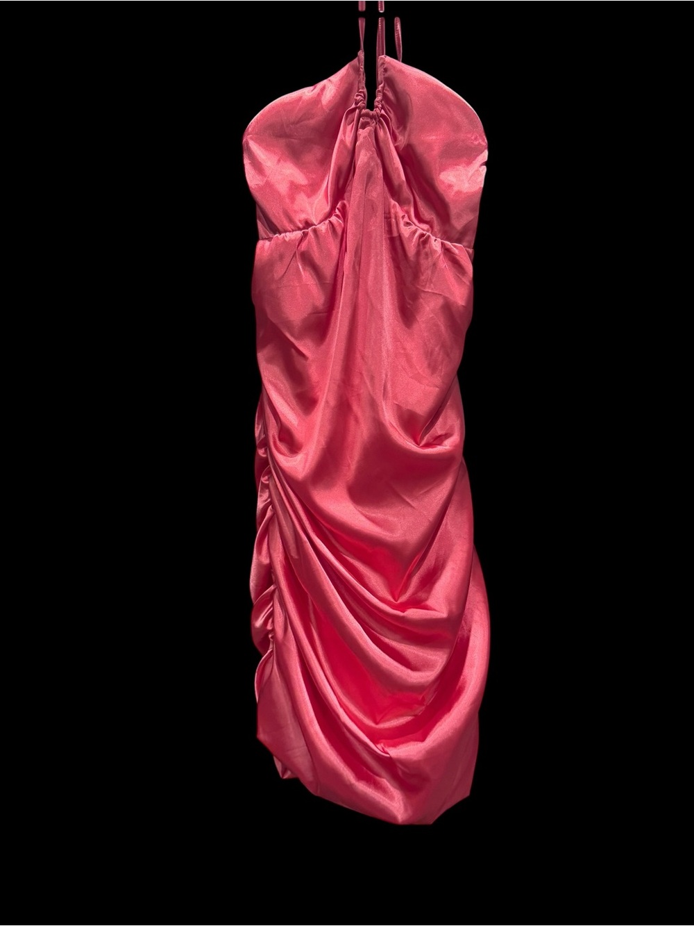 61.Lulus Satin Ruched Halter Mini Dress NWT - Picture 2 of 6